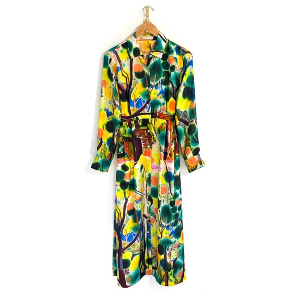 NWOT Ulla Johnson Maxi Silk Long-Sleeve Lorena Shirt Dress - Picture 2 of 7